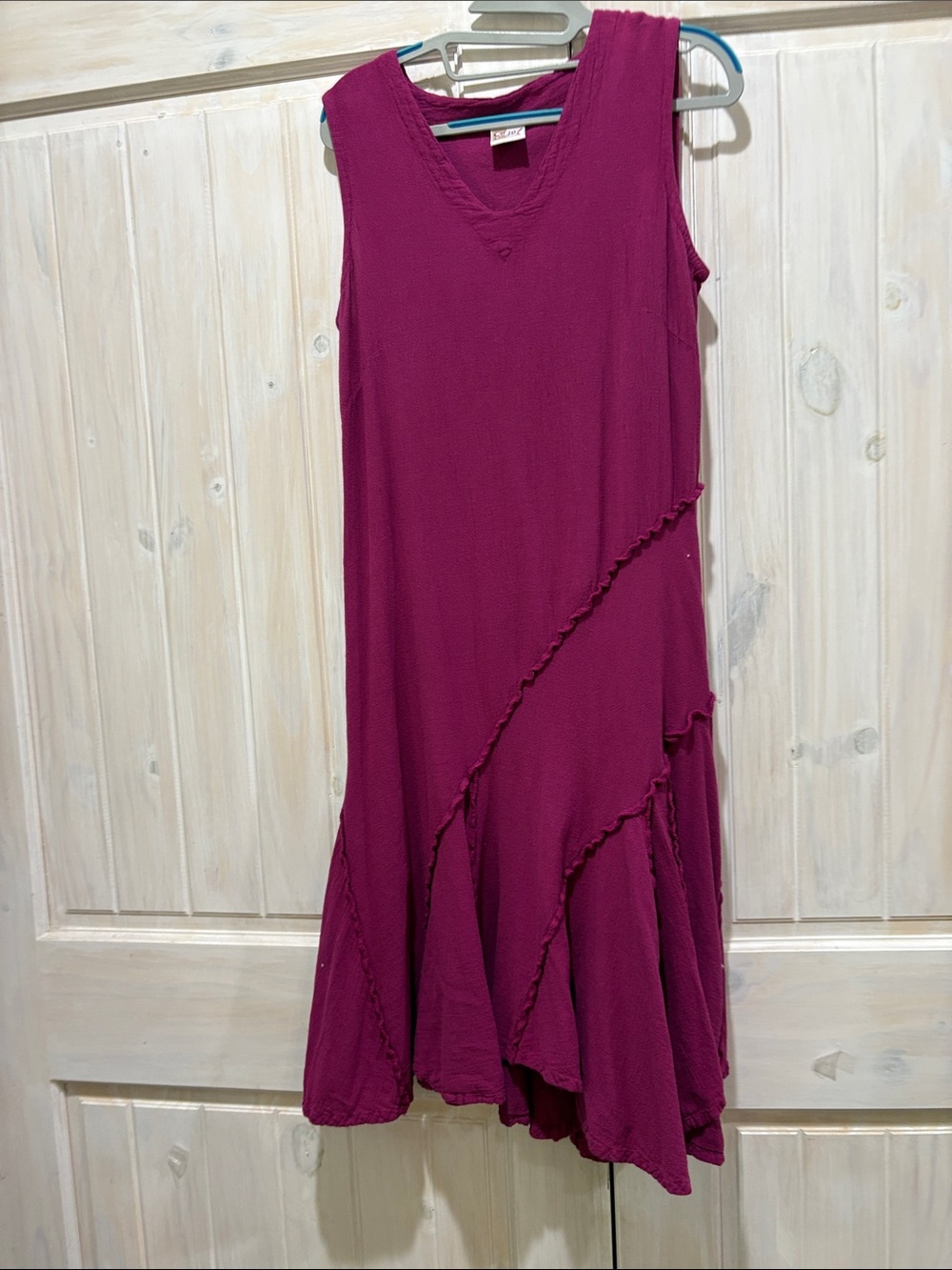 Oh My Gauze! Sleeveless V-Neck Tabasco Dress in Magenta